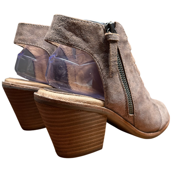 SOFFT McKenna Women's 9M Peep Toe Heeled Sandals Smoked Suede Metallic Shoes - Picture 6 of 16